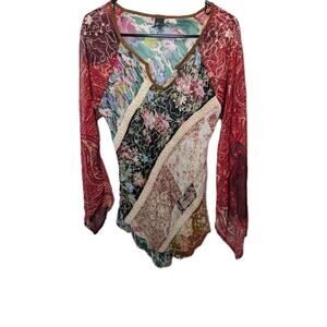 Saldarini Sheer Floral Embroidered Beaded Top Made in Italy Women Size Small Med